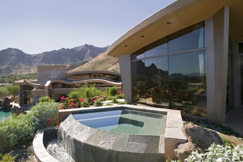 newly constructed plunge pool with crystal clear water