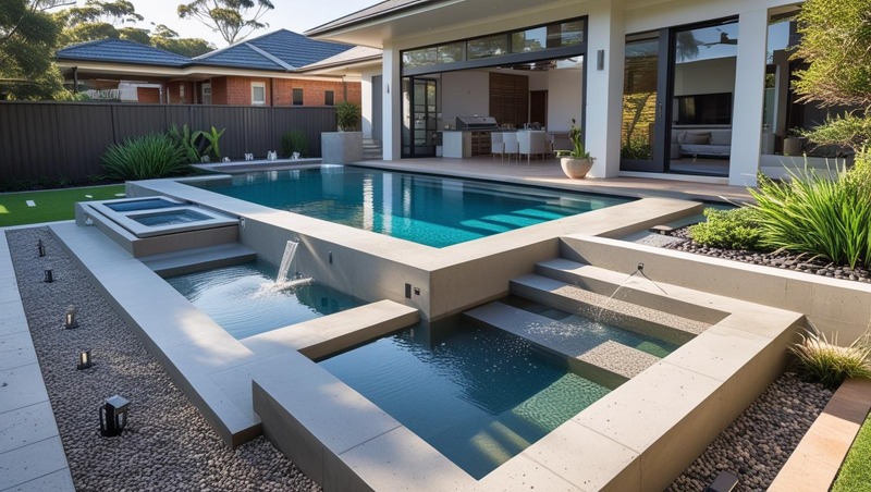 Custom Pool Construction in Progress at Newcastle NSW Home – Professional Crew and Steel Reinforcement Visible