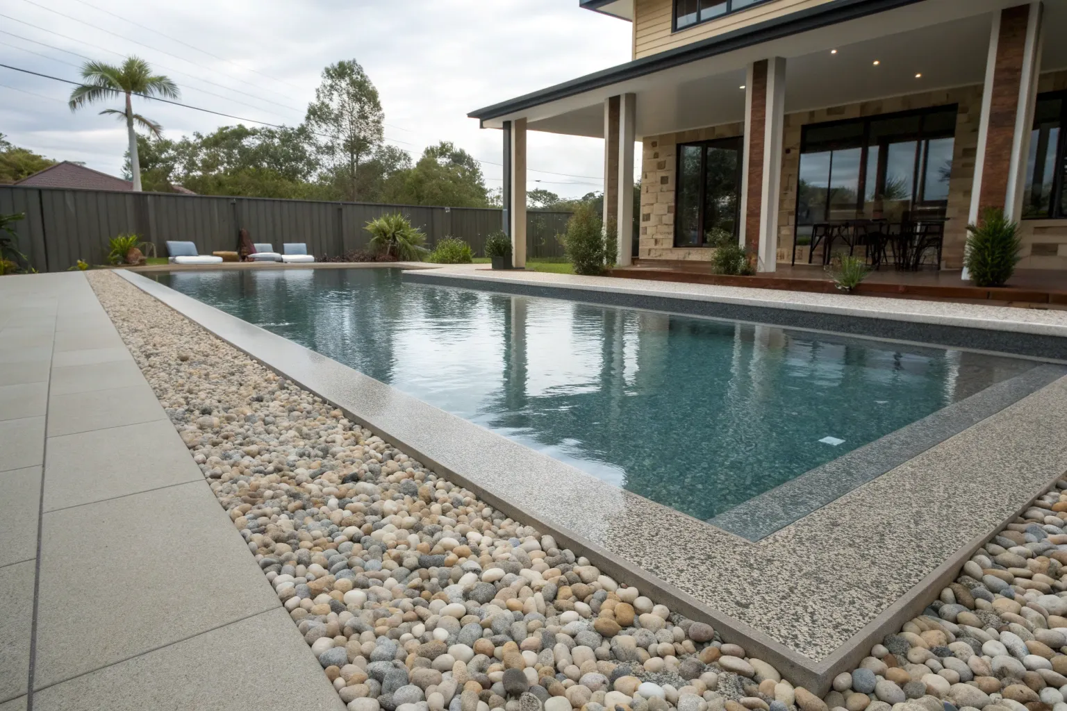 Sophisticated resort-style concrete pool with a polished finish in a Newcastle backyard