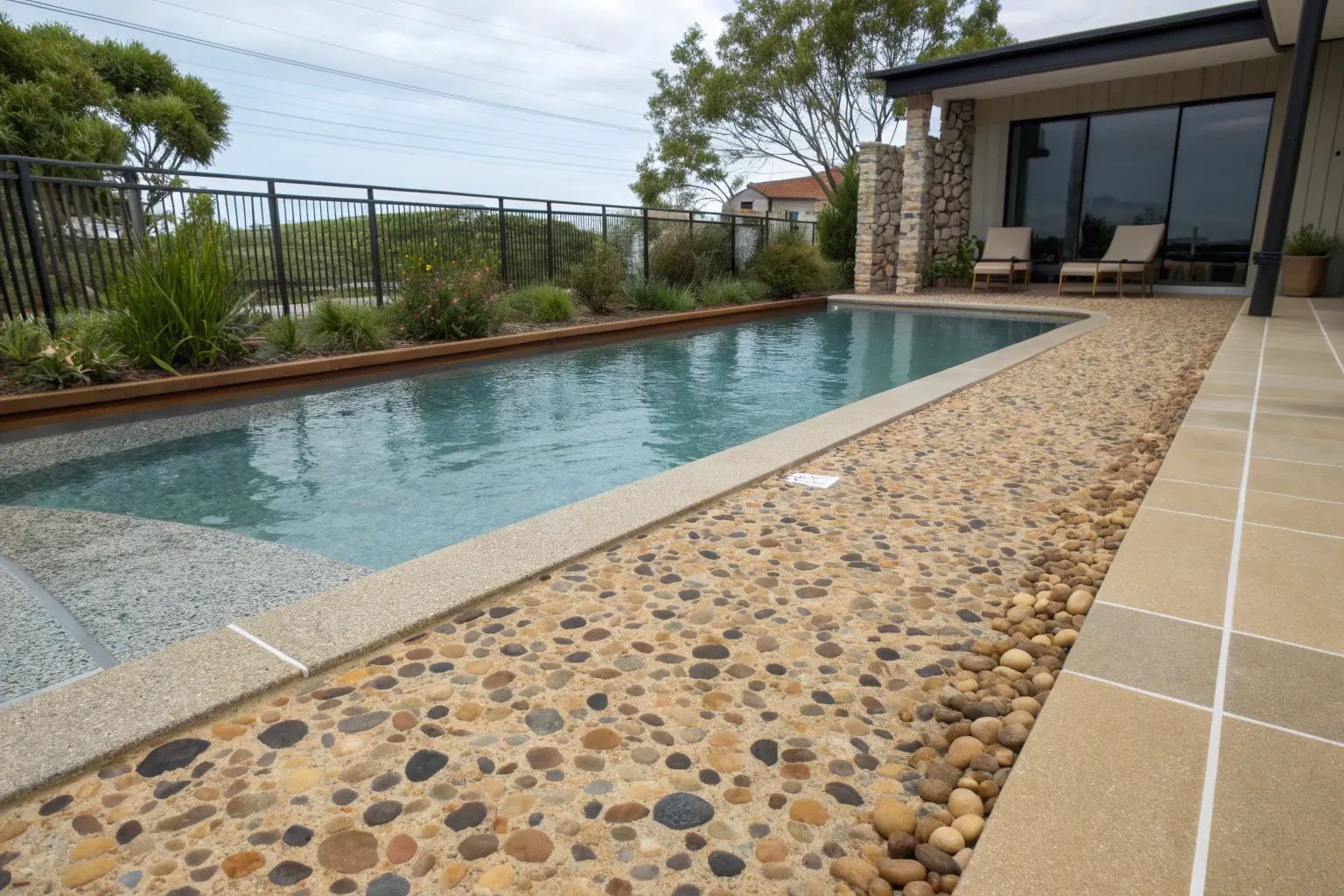 Newcastle concrete pool with a pebblecrete finish