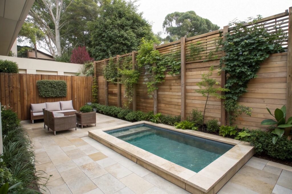 A small plunge pool in a compact backyard