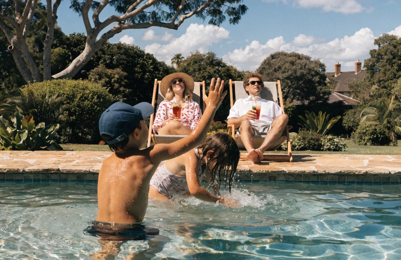 Family enjoying their new inground pool in Morisset Lake Macquarie